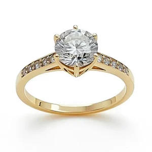 Anillo de compromiso princesa con circón de 6 mm en oro amarillo 18 kilates - Joyería Carolina